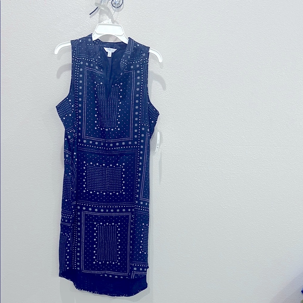 Navy Blue Patterned Sleeveless top
